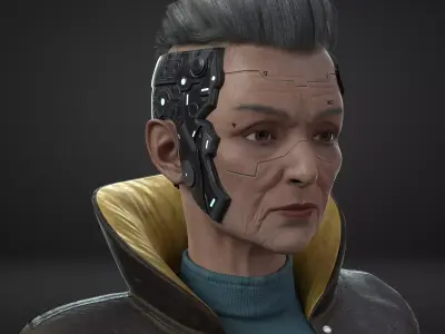 CyberPunk Woman Low-poly 3D model