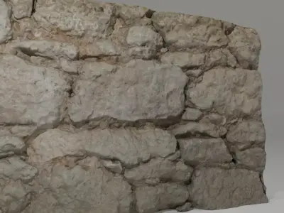 Weathered stone wall - French classic barn wall Low-poly 3D model