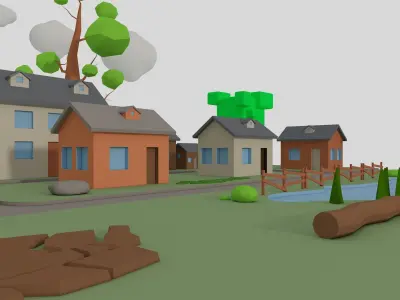  Cartoon Town 3D model