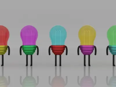 light lamp character cartoon Low-poly 3D model