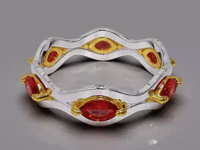 Prong set marquise shape diamond wavy ring band 3D print model