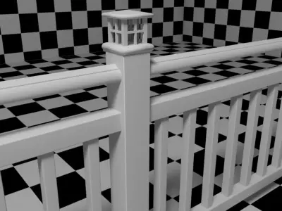 Exterior Railing - White Vinyl - Style 9 3D model
