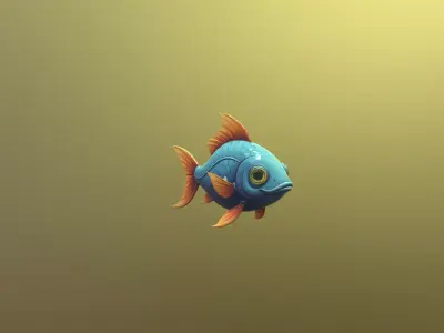 Low Poly Stylized Royal Turquoise Fin - PBR Low-poly 3D model