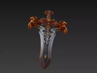 Aurion Flameblade - Celestial Royal Sword Low-poly 3D model