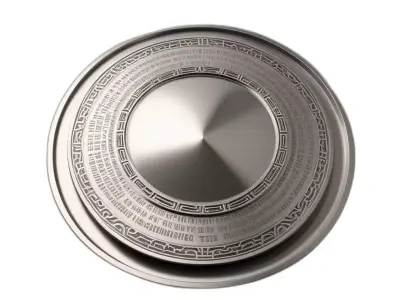 Futuristic Engraved Metallic Disc Artifact Low-poly 3D model