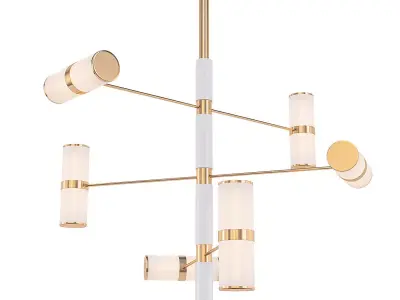 metropolis modern chandelier with brass and shades 3D model