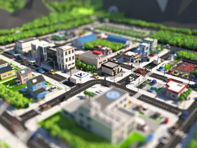 Cartoon Low Poly City Pack V2 Low-poly 3D model