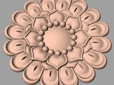 Furniture decoration round flower 3D STL model for CNC E896 3D model