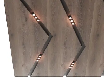 Wooden suspended ceiling with lighting 43 3D model