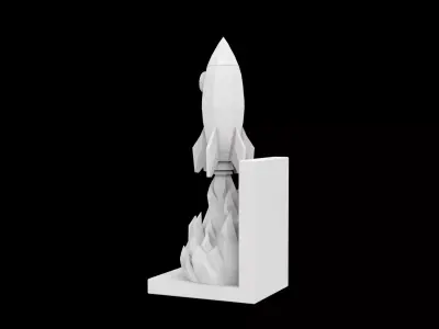 Space Rocket Bookend Sci-Fi Adventure Book Support 3D print model