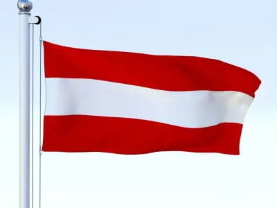 Animated Flag Austria Low-poly 3D model