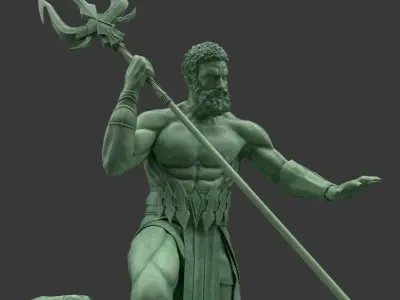 Poseidon Statue Low-poly 3D model