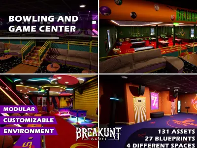 Bowling And Game Center - Unreal Engine 5 Low-poly 3D model