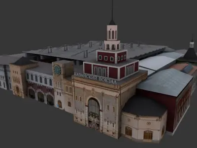 Kazansky Railway station Moscow Low-poly 3D model