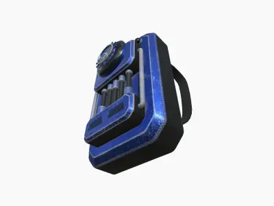 SciFi Backpack I06 Blue Metal - Fashion Character Design Low-poly 3D model