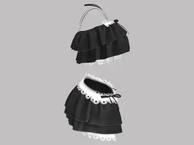 Japanese Lolita Amp Skirt and Top Pink Black Low-poly 3D model