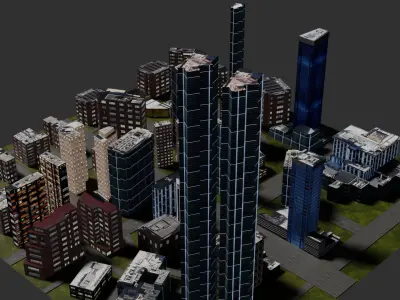 City low-poly Low-poly 3D model
