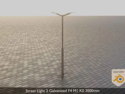 Street Light 2 Galvanized F4 M1 K0 3000 mm Low-poly 3D model