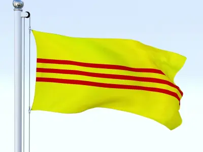 Animated South Vietnam Flag Low-poly 3D model
