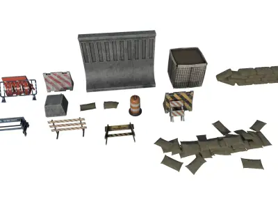 Barriers Pack Low-poly 3D model