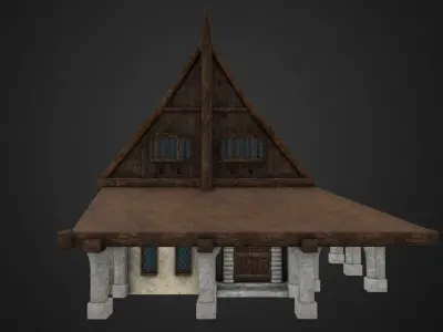 Medieval house Low-poly 3D model 33