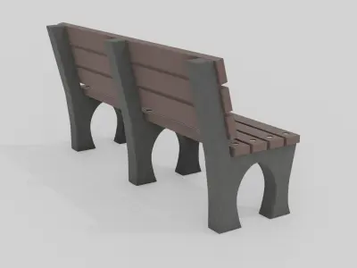 Outdoor Wooden Bench 2 Low-poly 3D model
