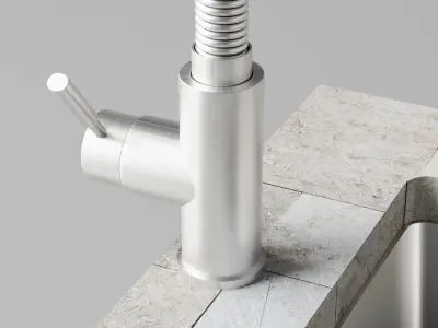 Silver Sink and Faucet Low-poly 3D model