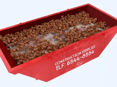 Industrial Container with broken bricks 3D model