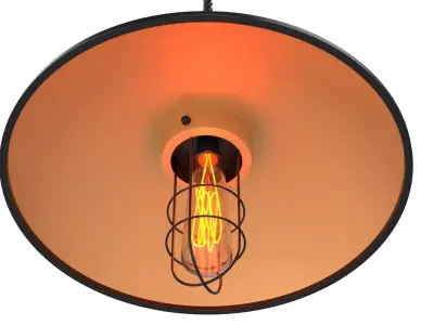Industrial Pendant Lamp with Metal Shade Hanging Low-poly 3D model