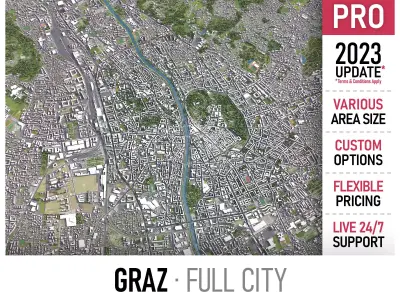 Graz - city Low-poly 3D model
