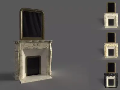 Chimney and Mirror Classic 18th Low-poly 3D model