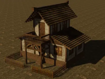Medieval house ten 13 Low-poly 3D model
