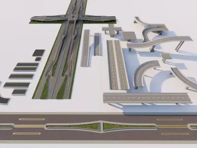 Road Pack - Extended-City Roads 3D model shop