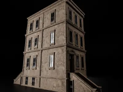 BROOKLYN BROWNSTONE REGULAR OLD BUILDING 002 Low-poly 3D model