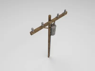 Electric pole Low-poly 3D model