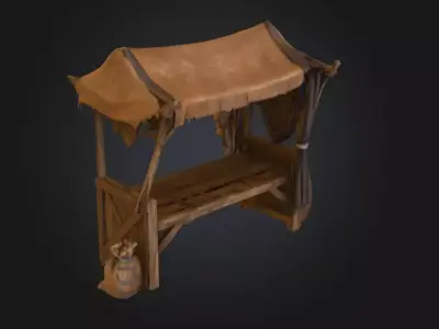 Medieval Market Stall Low-poly 3D model