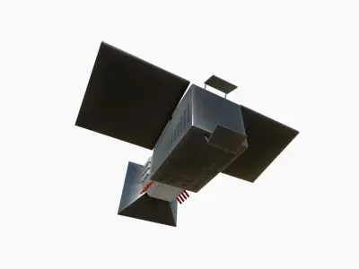 Satellite E04 Steel Red - SciFi Space Design Low-poly 3D model