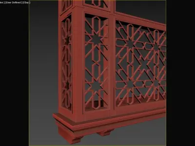 Mashrabiya 3 wooden frame with intricate design 3D model