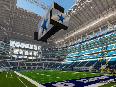 AT-T Stadium - Arlington Texas USA Low-poly 3D model