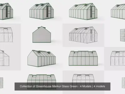 Collection of Greenhouse Merkur Glass Green - 4 Models 3D Model Pack