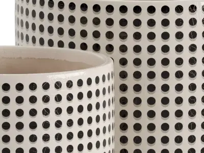 Set of 2 Handmade Dotted Ceramic Pots 3D model