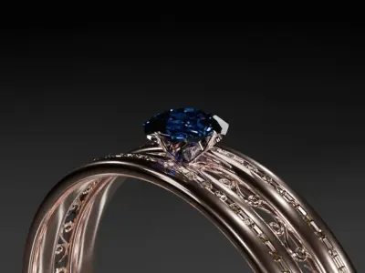 Realistic Ring With Gems 3D model