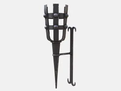 Medieval Torch Low-poly 3D model 12