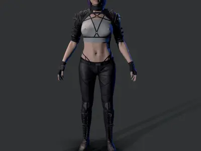 Cyberpunk Girl Low-poly 3D model