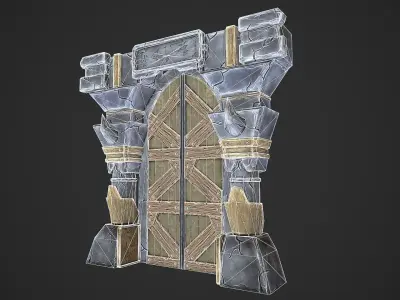 Dungeon Door stylized videogame asset Low-poly 3D model