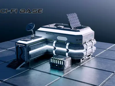 Sci-Fi Modular Space Base 3D model