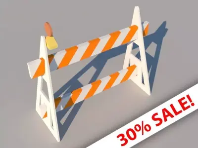 Road stop - Barrier Low-poly 3D model