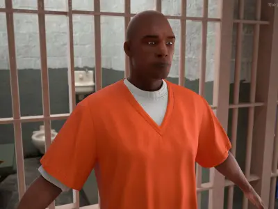  Black Male Prisoner A-Pose 