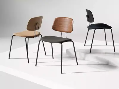 Okito Ply Dining with Upholstered Seat 3D model