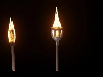 Torchs two lit torches Free 3D model